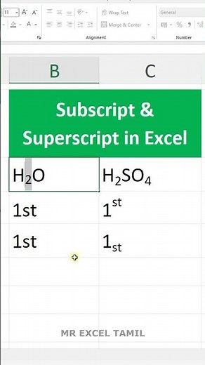 Excel Subscript & Superscript Trick in Tamil 🔥 (H₂O, x² Easy!)
