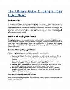 The Ultimate Guide to Using a Ring Light Diffuser - SlideServe