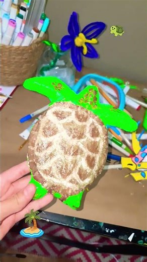 3d paper mache turtle! 🏝🐢 #artscraft #athletics #fyp #pleasedontflop