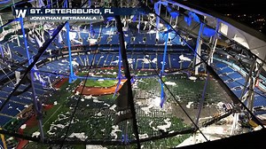 392K views · 1.2K reactions | NEW: Drone footage shows extensive damage to the roof of Tropicana Field in St. Petersburg. Hurricane Milton brought winds over 100 mph to downtown St. Pete. The field was being used as a staging area for lineman to help restore power after the storm. | WeatherNation | Facebook