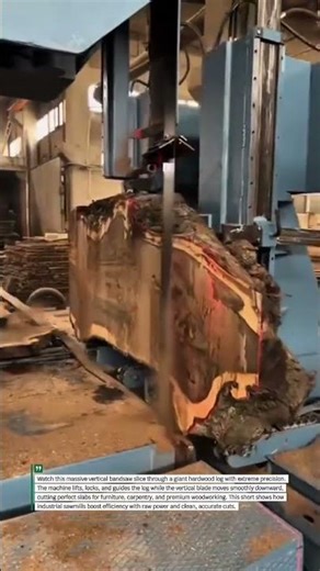 Giant Log Sliced by Industrial Vertical Bandsaw #Woodworking #Sawmill #SatisfyingCuts