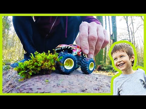 Toy Monster Trucks Play Hide and Go Seek