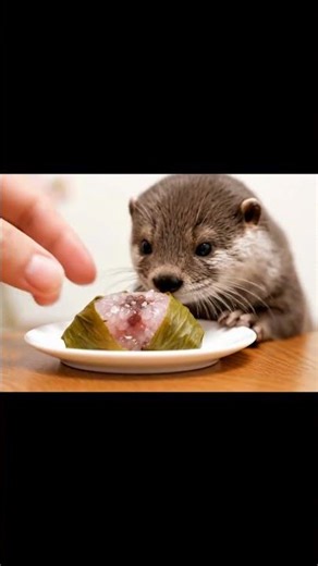 カワウソの咀嚼音ASMR【桜餅】Otter Munching ASMR [Cherry Blossom Rice Cake]