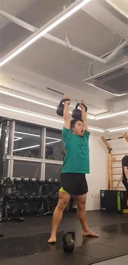 Kettelbell complex -6 : Double swing + Double snatch + One arm press & Overhead squat