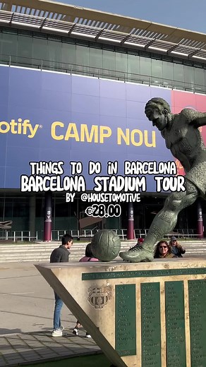 Barcelona Stadium Tour 🔴🔵 #campnou Discover the FC Barcelona Museum to your heart's content and see the Spotify Camp Nou from the second stand. You will have an incredible panoramic view of the entire stadium! Among many other things, you will see an area dedicated to Leo Messi, the trophy cabinet and the interactive room, where you can reminisce about Barça milestones. In addition, you will have a panoramic view of the entire Camp Nou. There are so many reasons to come along, right? Price: Ad