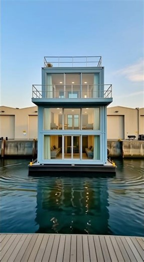 $20,000 Container House on Water Full Build in 20 Seconds #containerhome #floatinghouse