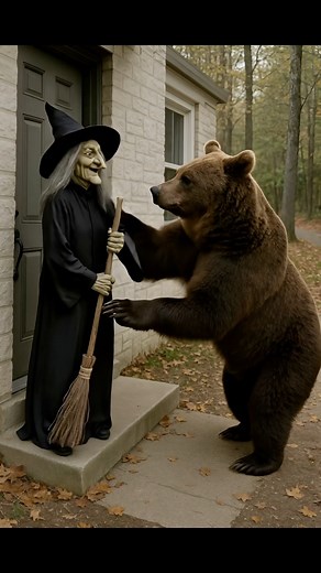 Bear’s Punch Gone Wrong! Witch Loses Her Head! #bear #witch #halloween #camera #funny | Video Animal