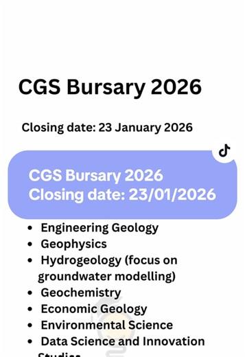 CGS Bursary 2026 Closing date: 23/01/2026 For assistant number on bio. #bursaries #applications #apply #edutok #educationalpurposes
