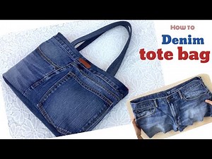 how to sew a denim tote bags tutorial, sewing diy a small tote bags from old jeans, denim projects