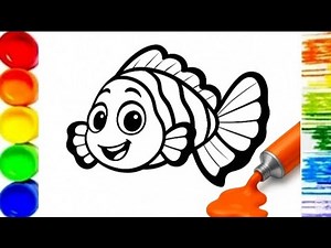 Nemo Fish Drawing🐠🖌️& Coloring and Painting step by step drawing for kids 🎨 beginners #drawing