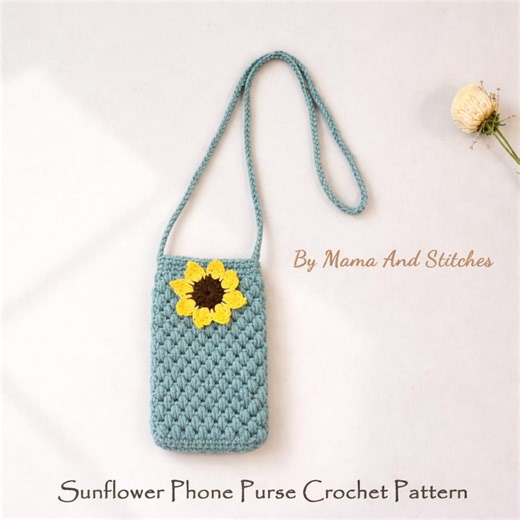 Crochet Phone Purse Pattern PDF | Cute Handmade Bag DIY | Small Crossbody Bag Tutorial | Sunflower Purse Crochet | Stylish Boho Accessory - Etsy