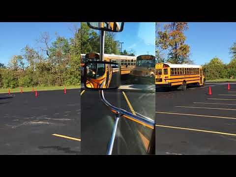 School Bus; Class B CDL Skills, Alley Dock with mirror view.
