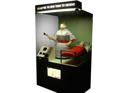 This creepy coin machine brings uncanny fun to a hospital waiting room