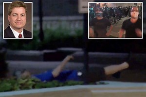 Democrat State Senator Tim Carpenter, 60, collapses unconscious after 10 protesters 'punch and kick him in the head'