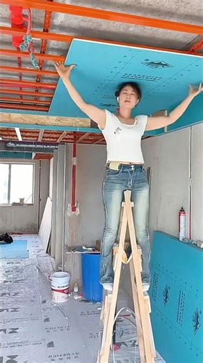 Gypsum board ceiling installation#female #tools #diy #homerenovation #usashorts