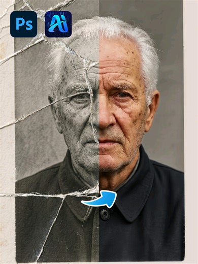 In Photoshop, use PsAIde to intelligently repair damaged and blurry old photos with one click#Photoshop #PsAide #photoshopskills #oldphotos