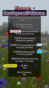 Basic Korean #greetings #Politeness #koreanphrases #koreanlanguage #foryoupage #follower | Daria in Korea