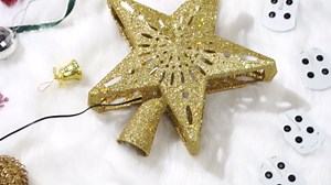 Star Christmas Tree Topper Lighted with 6 Projection Modes - Spark Christmas Decorations Treetop Gift LED Rotating Glitter Decor(Red)