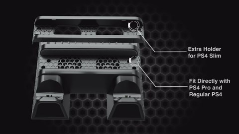 PS4 Stand Cooling Fan Station for PlayStation 4/PS4 Slim/PS4 Pro, OIVO PS4 Pro Vertical Stand with Dual Controller EXT Port Charger Dock Station and 12 Game Slots