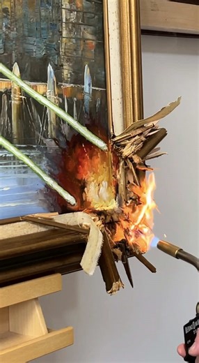 Dave Pollot is a New York–based artist known for transforming forgotten thrift store paintings into witty pop-culture mashups. By carefully painting into existing artworks without disturbing their original style, he reimagines classical landscapes and still lifes with unexpected modern references. Through this process, Pollot bridges traditional art and contemporary nostalgia, proving that even unwanted pieces can be given new meaning, humor, and relevance in today’s world. Artist: @Dave Pollot 