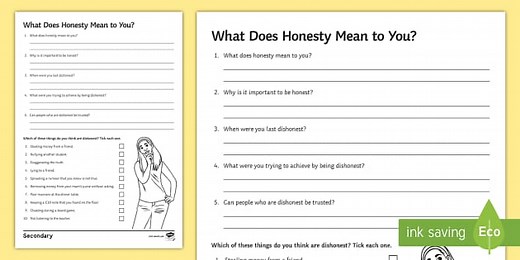 Honesty Scenarios Worksheet