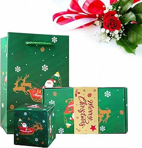 Christmas Surprise Box for Money, Exploding Surprise Box Xmas Santa Gift Box Surprise Gift Box Green Bouncing Money Box Cash Explosion Gift Box for Present Christmas Party Supplies (Green-11pcs)