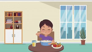 Little boy eating cereal animation | Premium Stock Video Footage
