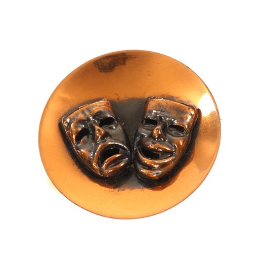 Comedy Tragedy Brooch Drama Masks Copper Tone Circle Brooch Theatre Pin - Etsy