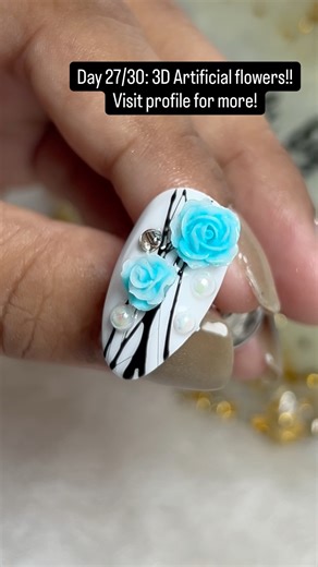 3D artificial flowers | Nail art #nailart