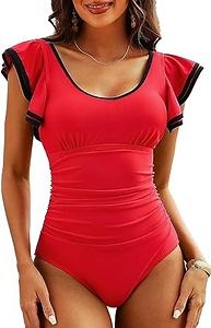 [Hot Item] Women's Modest Bathing Suit – Ruffle Sleeve One-Piece with Elegant Fit
