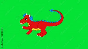 2D Animation of an dragon talking in Place with Movement (Looping) on a Green Screen Background