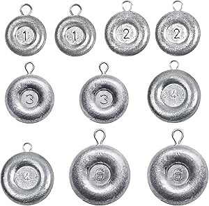 Disc Sinkers Fishing Weight Round Coin Fishing Sinkers Flat Lead Weights in Bulk for Saltwater Trolling Catfishing Equipment and Gear