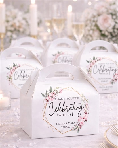 Wedding Favor Boxes Bulk Personalized, Wedding Thank You Favors, Custom Gable Boxes for Wedding Table Decor - Etsy