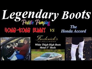 "Legendary Boots" Hong Kong Bunny Pedal Pumping in vintage thighboots boots.