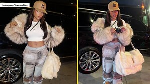 Megan Thee Stallion carries $7,200 Saint Laurent fur bag courtside at Celtics-Bulls game