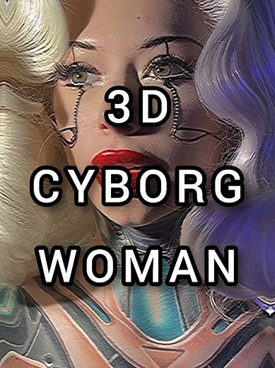 3D Cyborg Woman Tattoo Art