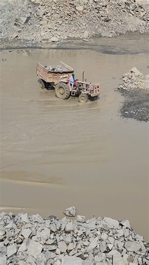 Heavy Rock Transport from Mining Site | Tractor Trolleys Working in Extreme Conditions #shorts