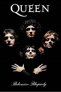 BUY ART FOR LESS Officially Licensed Queen Bohemian Rhapsody 1975 Group Portrait Art Poster - 36 x 24 Inch - Decorative Print - Poster Paper - Ready to Frame