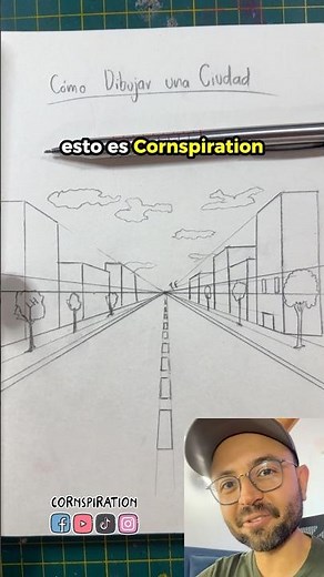 How to draw a city with one vanishing point ✍️ #drawing #art #tutorial