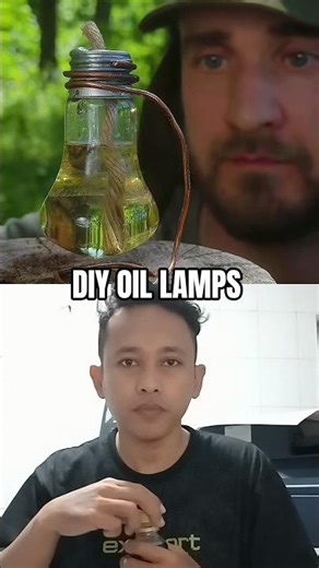 cara membuat lampu minyak #bushcraft #camping #survival #experiment #lifehacks