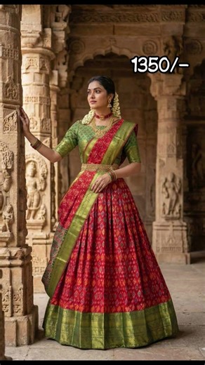 Beautifully Pochampalli semi stitched lehangas with contrast long kanchi boarder #lehanghas #trend