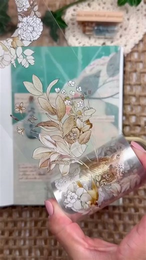 Teal scrapbook journal spread with calming ASMR sounds