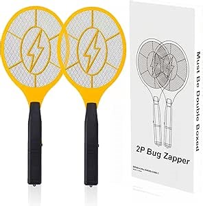 2 Pack Electric Fly Swatter, Handheld Bug Zapper Racket for Outdoor & Indoor, Mosquito Zapper Racket Battery Powered Tennis Mosquito Rackets for Insect