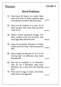 Name: Grade 5 Word Problems