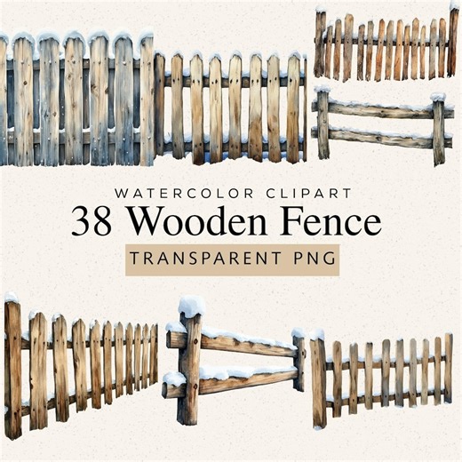 59 Wooden Fence Clipart PNG, Watercolor Rustic Garden Fence Bundle, Farm Fence Elements, Country Style Collection - Etsy