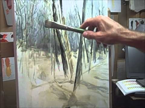 Oil Painting demo with Mike Pintar_ How to paint snow and trees