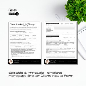 Mortgage Client Intake Form: Real Estate Broker Template (canva Editable) - Etsy