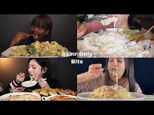 ASMR CREAMY CHEESY PASTA Compilation//Compilation//no talking///Bites only///asmr Mukbang//asmr food
