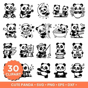 Cute Panda SVG PNG Clipart Bundle | Panda Cricut File, Panda PNG, Cartoon Panda Animal Vector Files, Panda Clipart Digital Download - Etsy