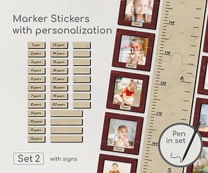 Set of Wooden Stickers for Growth Chart Ruler Personalize Your Growth Chart Wooden Tags Sticker Pack Arrow Stickers Rectangle Stickers - Etsy